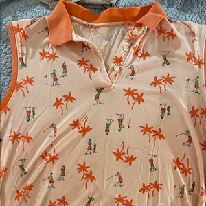 Lady Hagen Peach and Orange Golf Print Tank Top